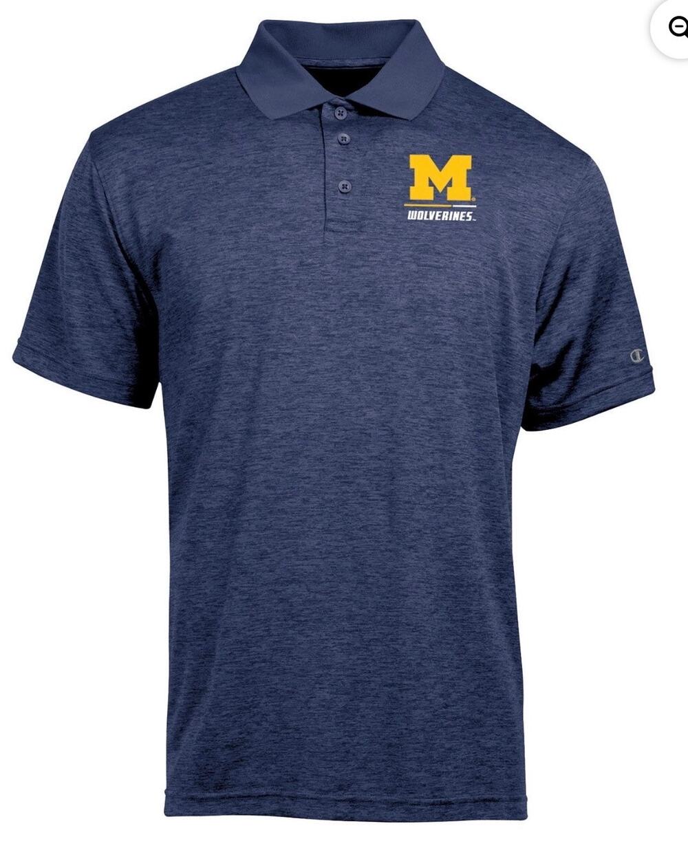 Champion Michigan Wolverines Men’s Polo Medium Blue NWT